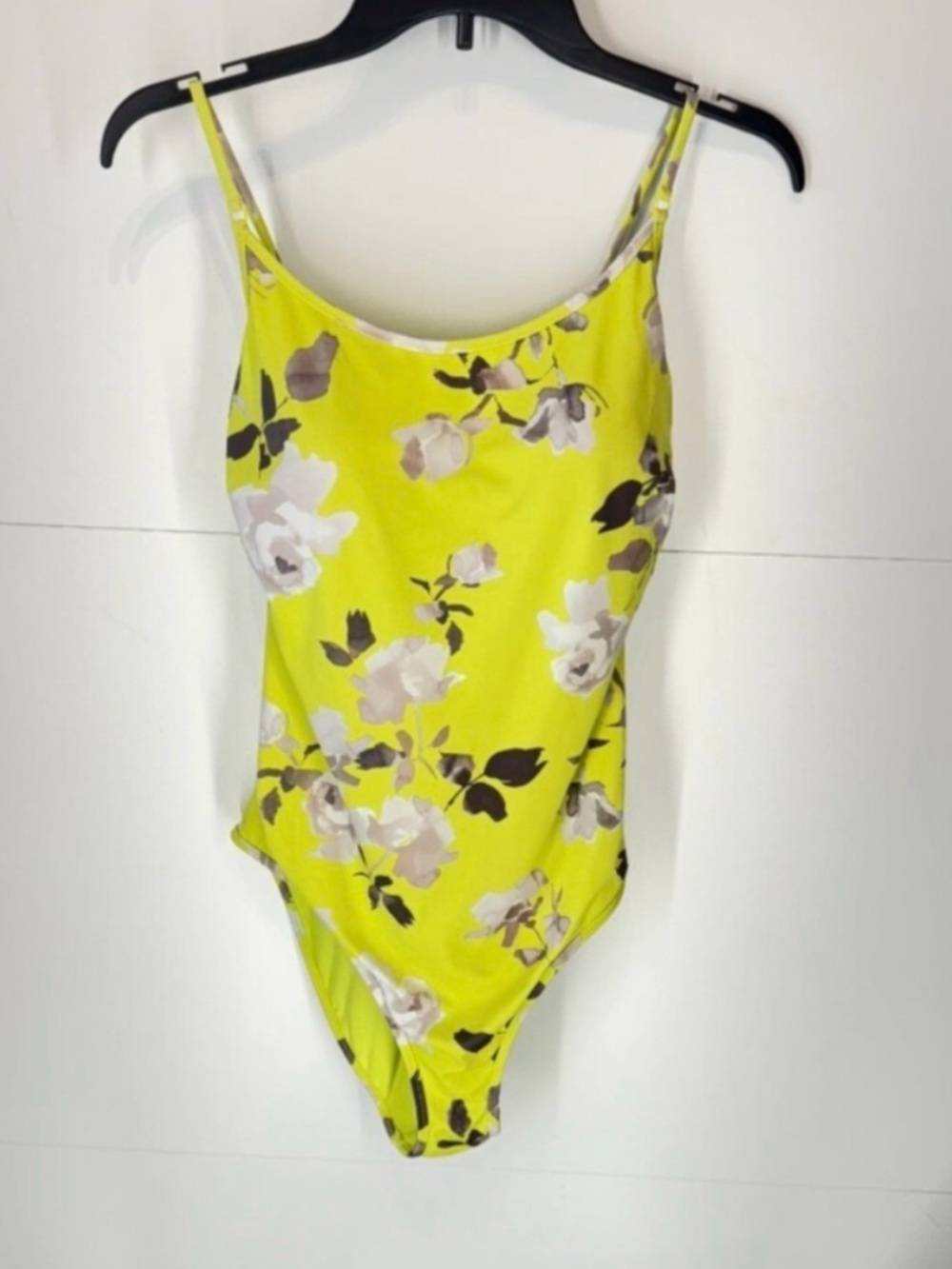 Athleta Yellow and White Floral One Piece Swimsuit In Fiber Optic